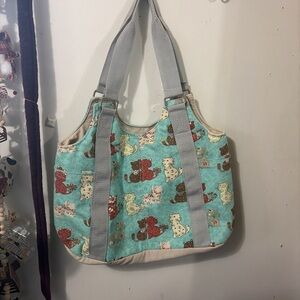 Stylish Cat Print Tote Bag - Gray and Cream